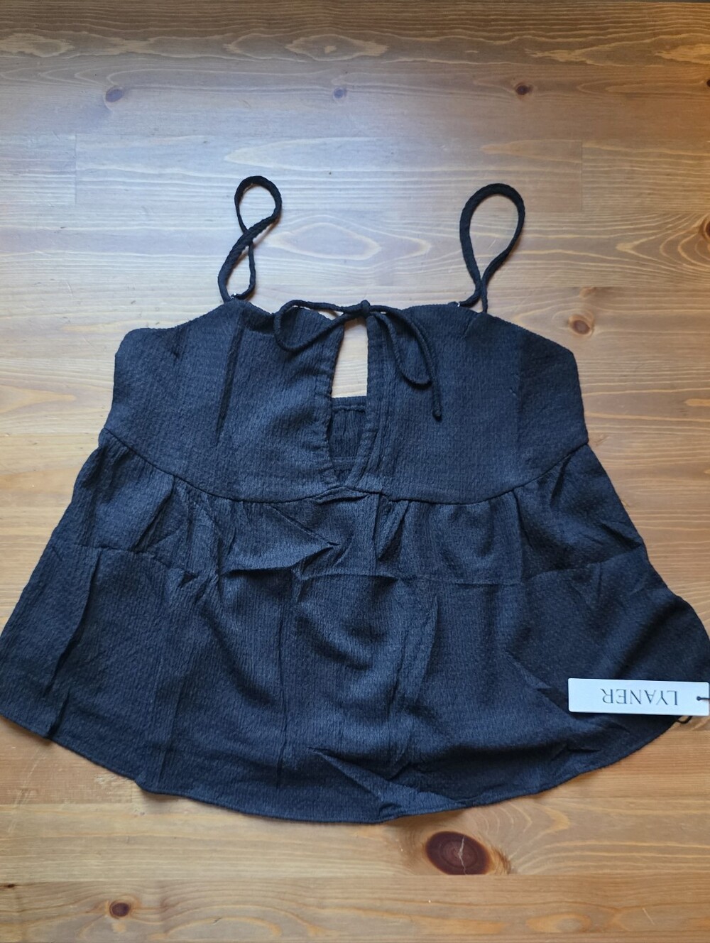 L'AGENCE Black Ruffle Tie-Front Camisole